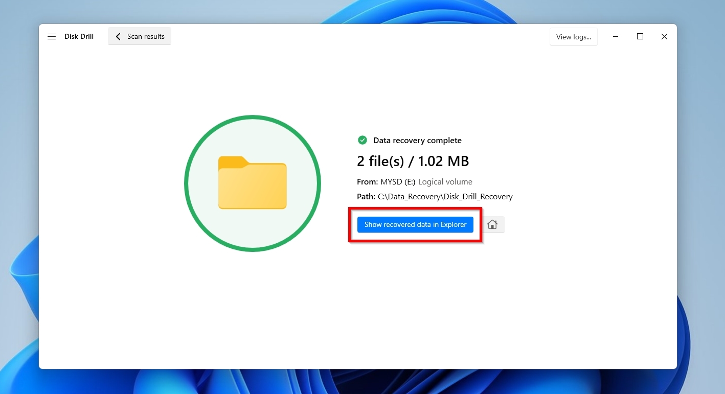 Disk Drill Data Recovery Complete