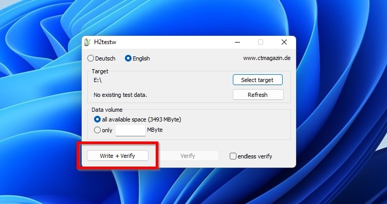 H2TestW Write And Verify