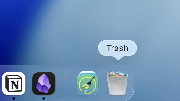 Trash icon on the Mac's dock
