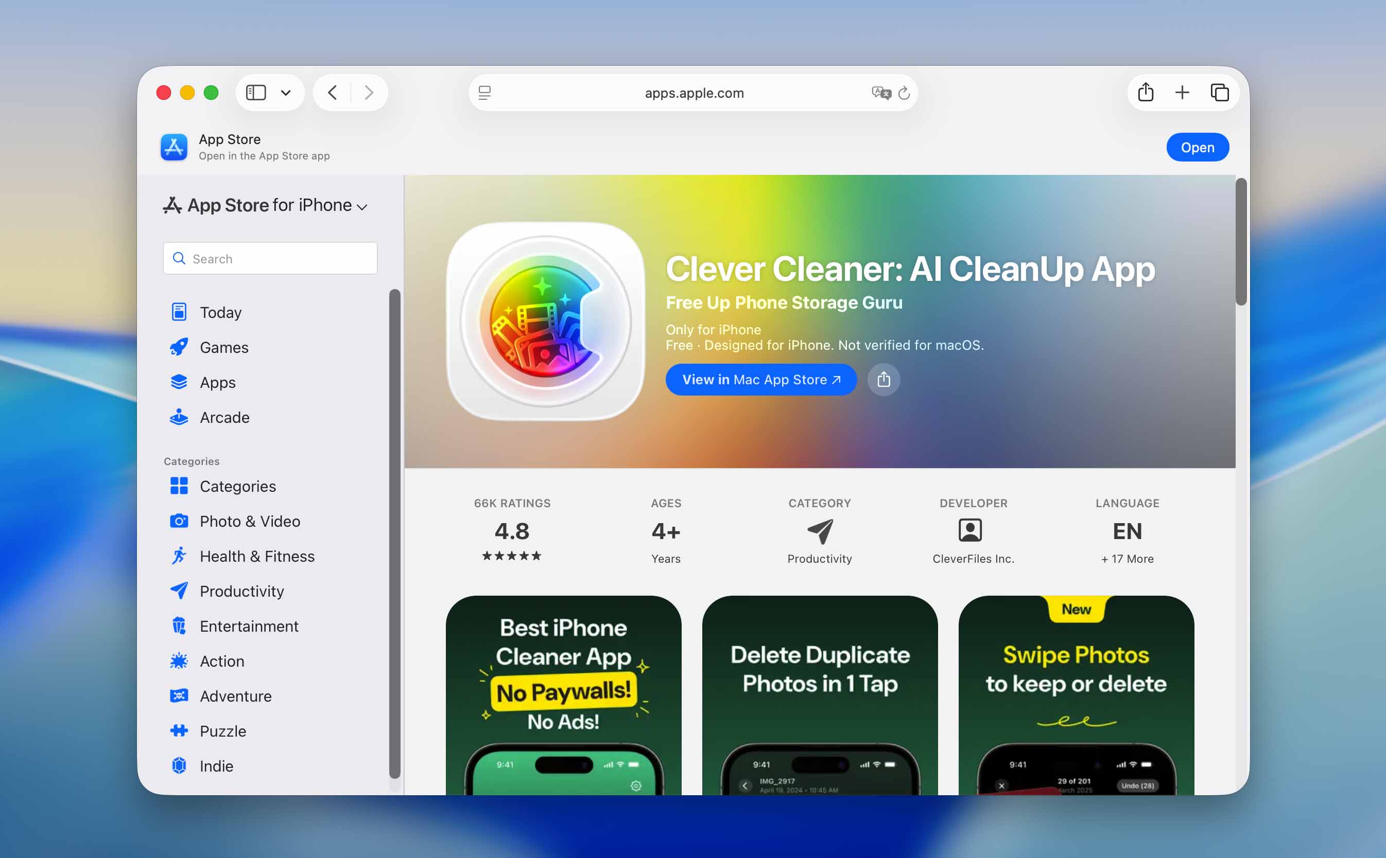 clever cleaner app store screenshot