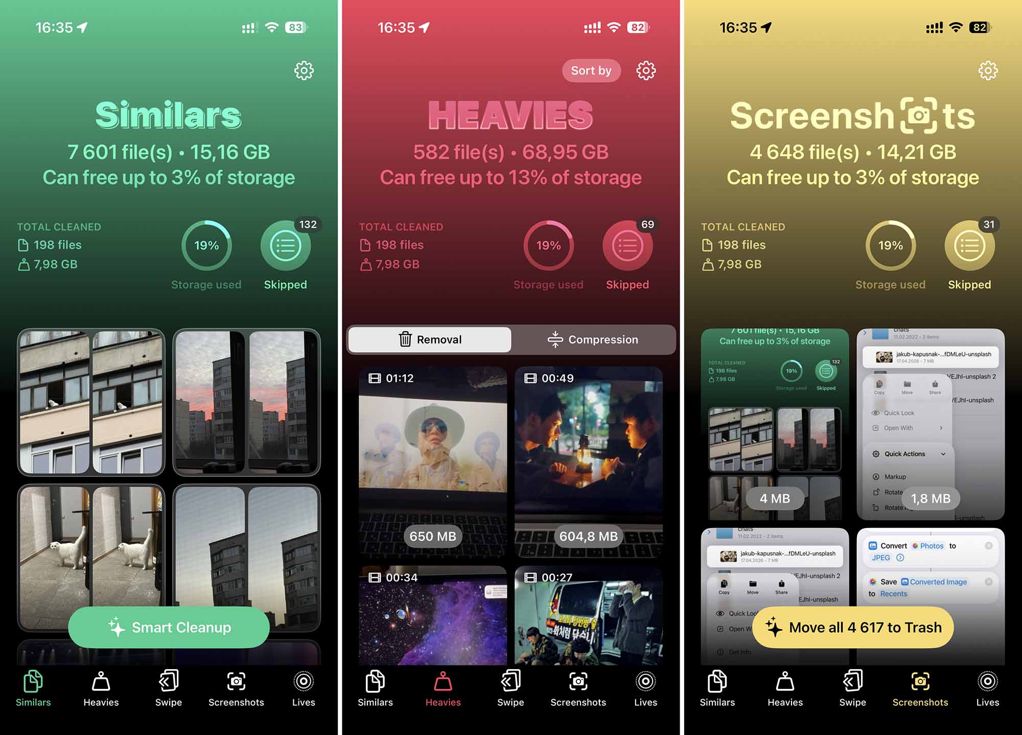 Clever Cleaner app screenshots.
