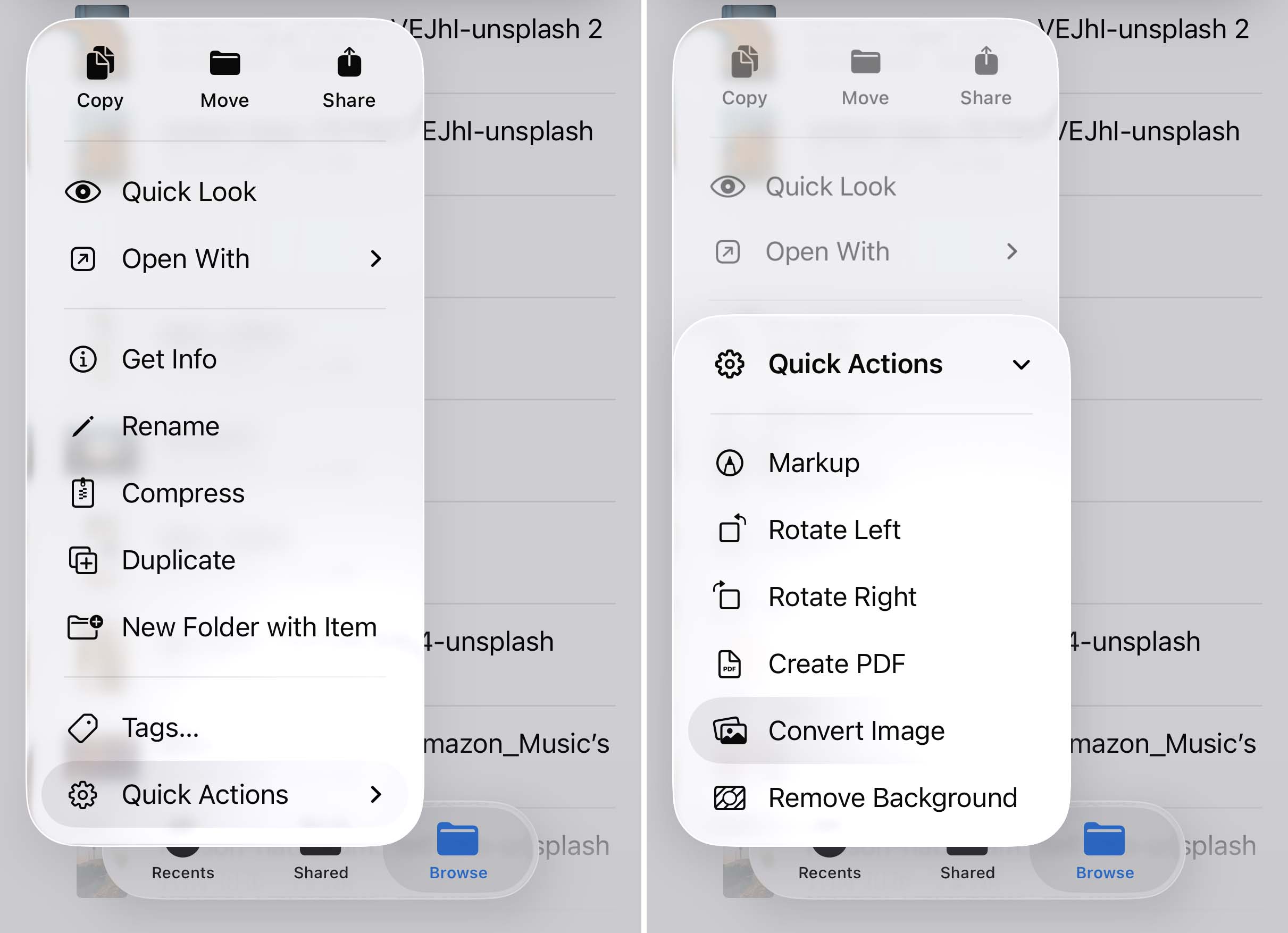 Convert Image option in the Files app.