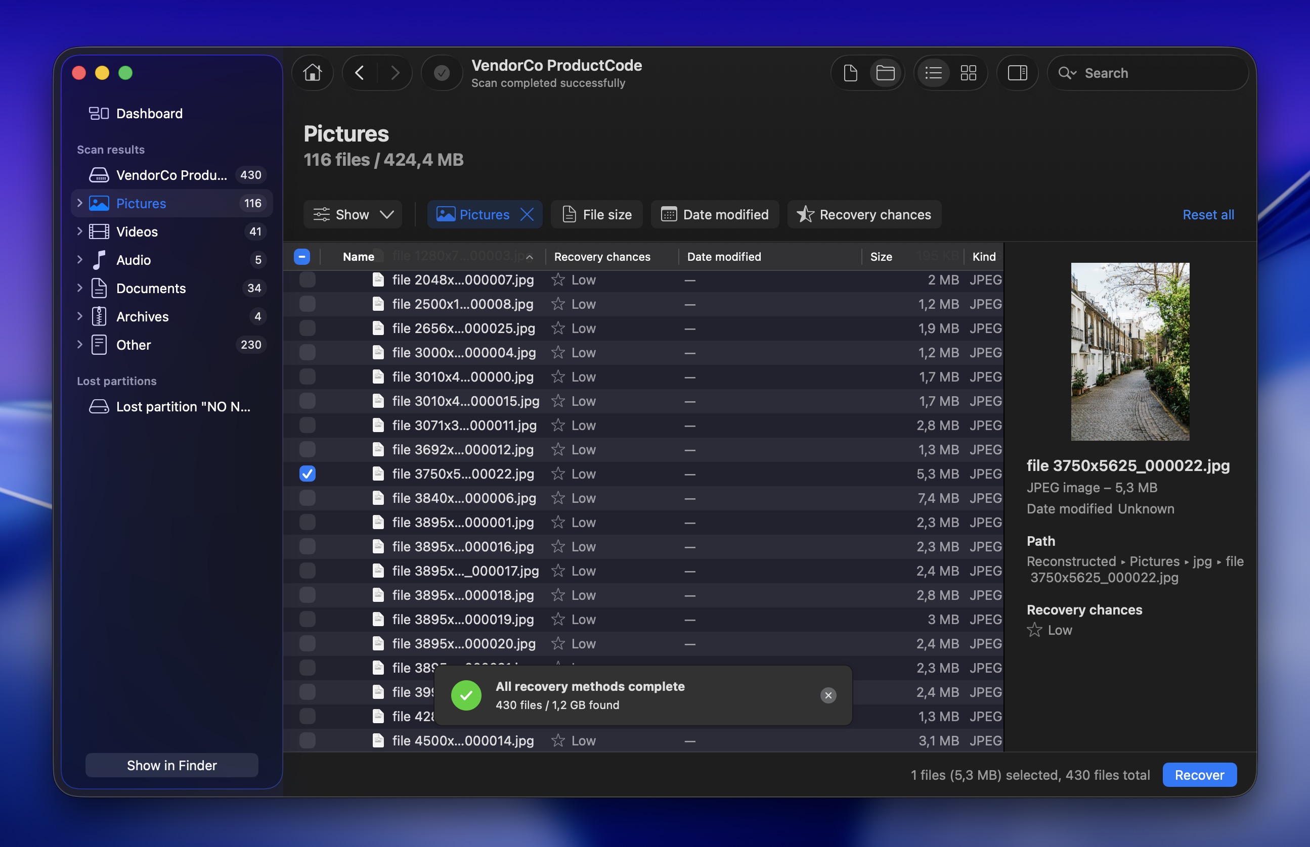 Selecting files for recovery in Disk Drill.