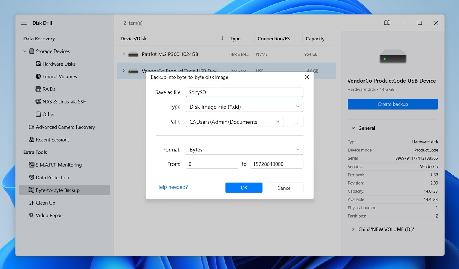 Byte-to-byte Backup