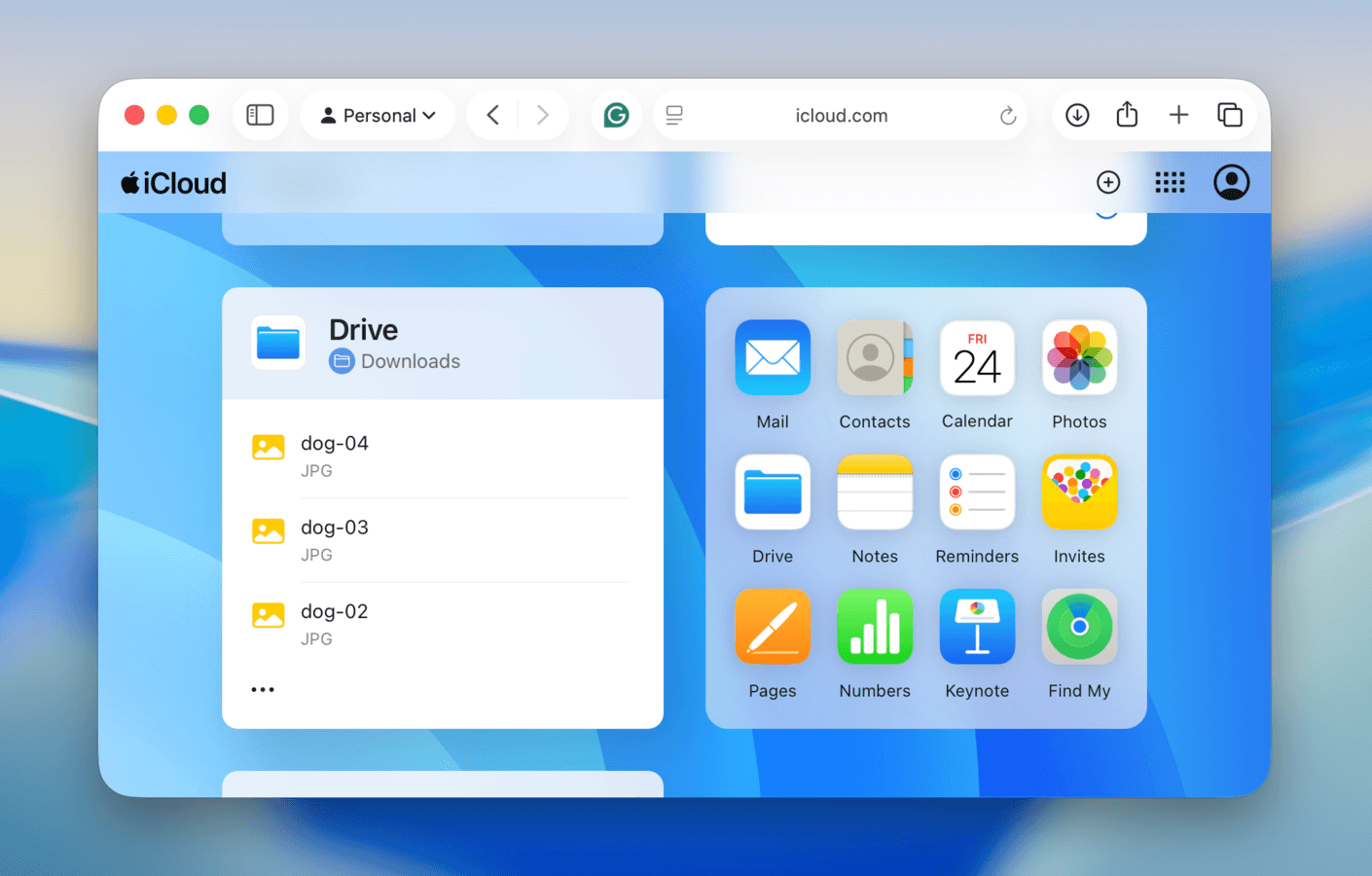iCloud Drive section in the iCloud website
