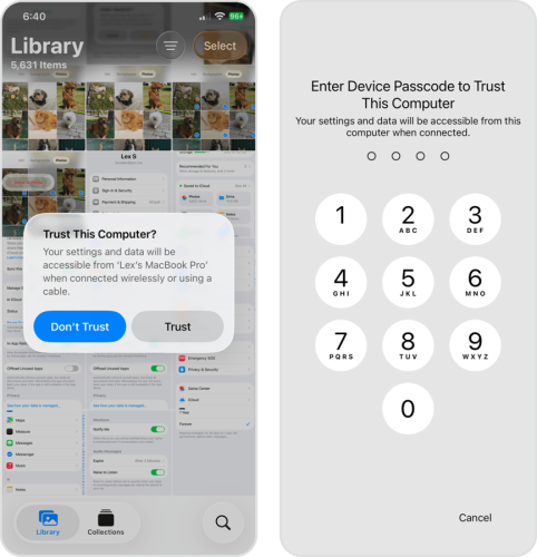 "Trust this Computer" prompt on an iPhone