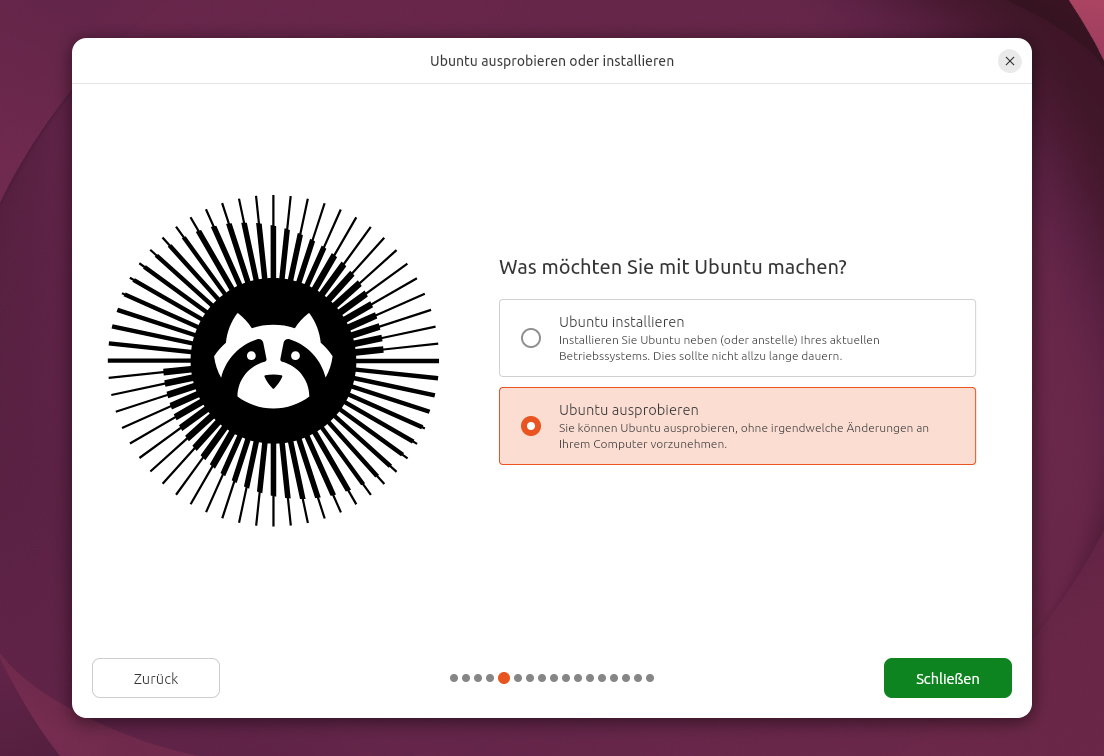 klicken sie auf ubuntu ausprobieren