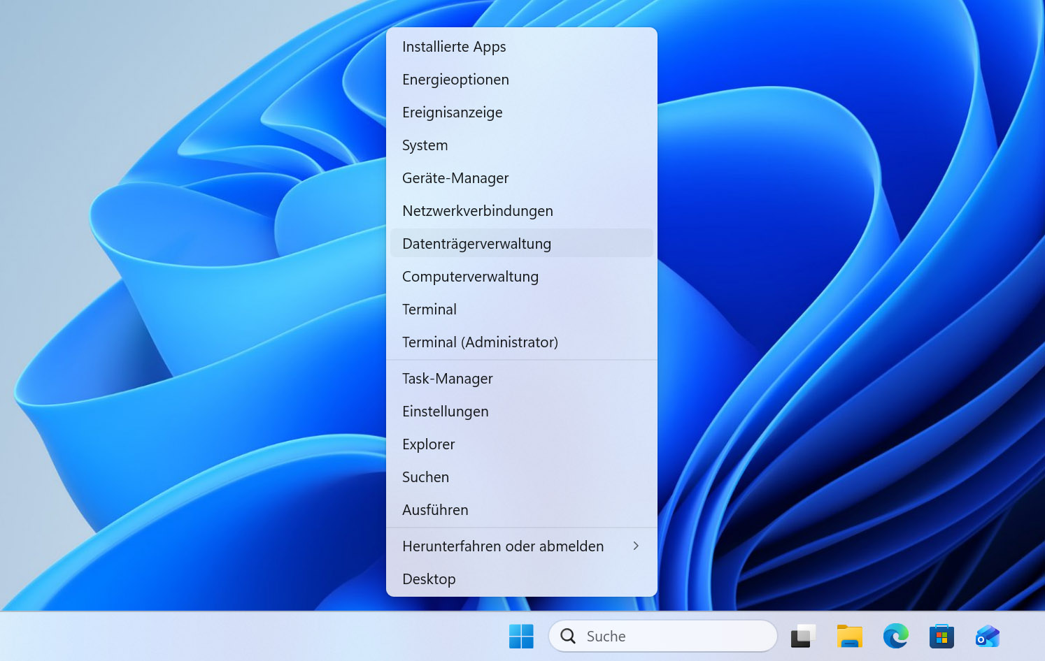 offnen sie die datentragerverwaltung uber das startmenu