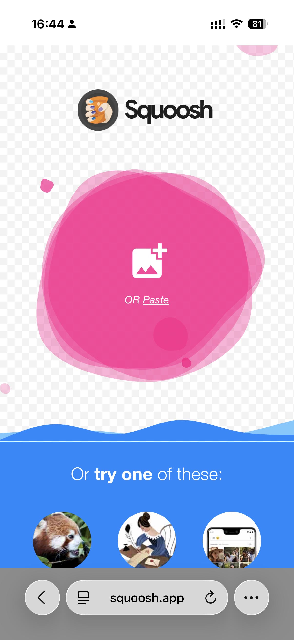 Open the Squoosh app page.