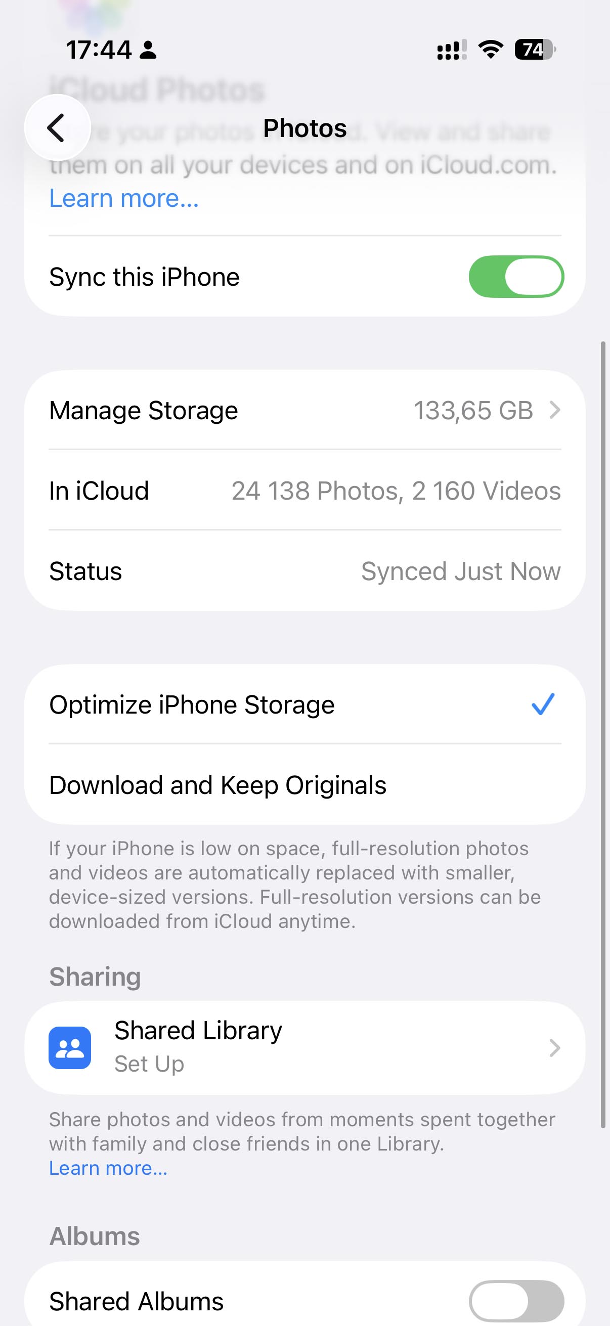 Select Optimize iPhone Storage.
