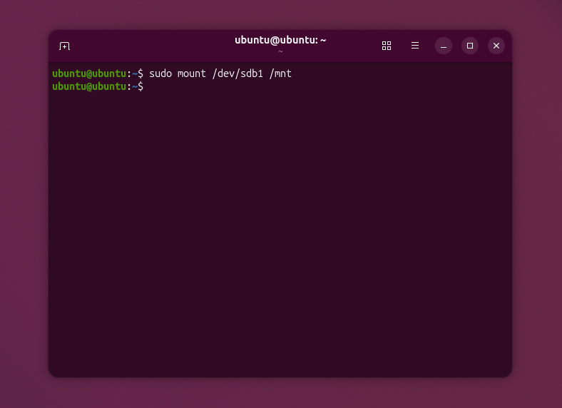 run mount commant in ubuntu terminal
