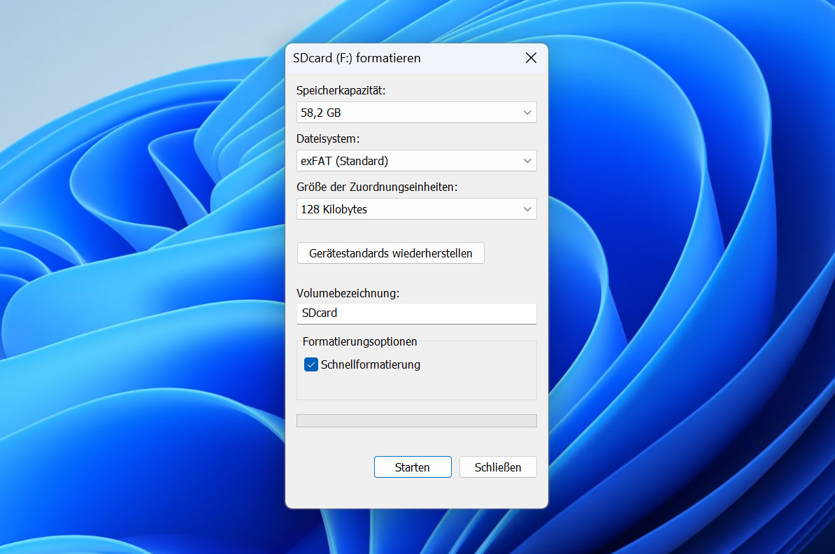 sd karte im datei explorer formatieren