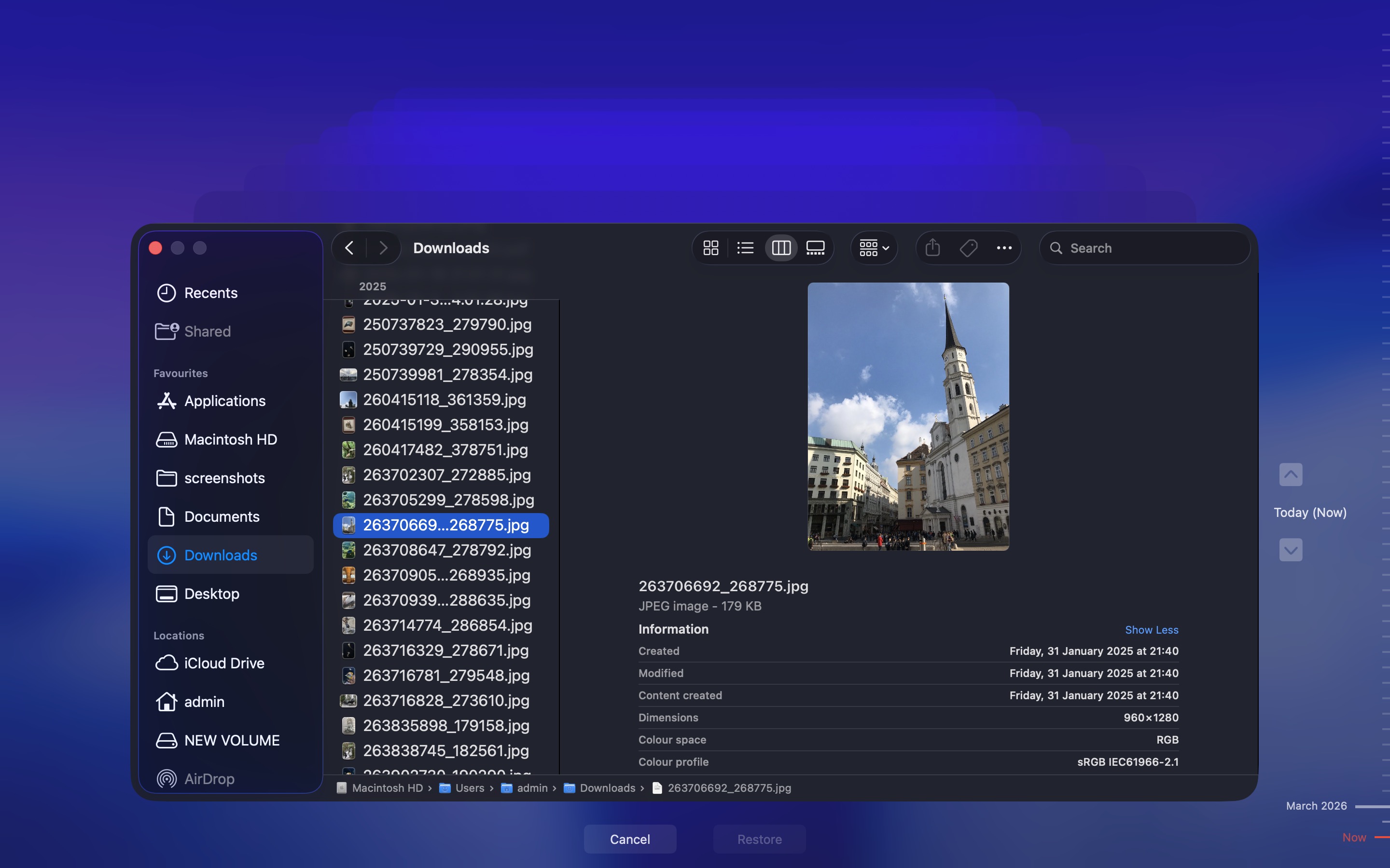 Restoring files with a Time Machine backup.