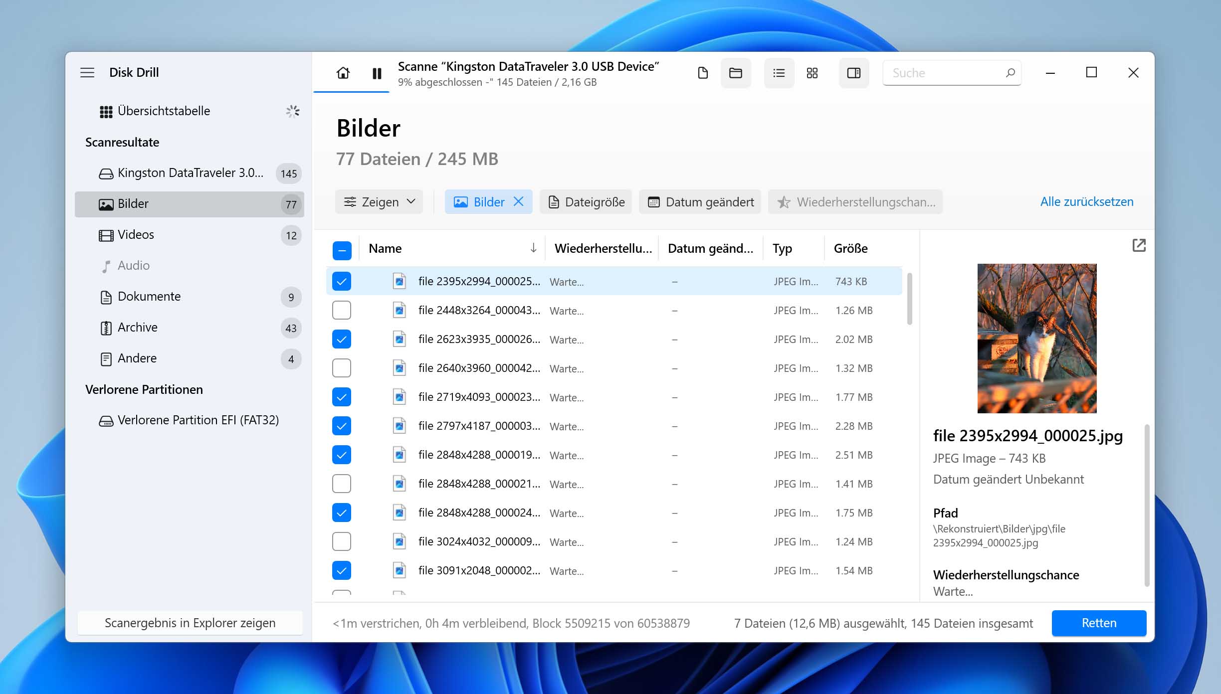 vorschau fand daten auf der fat partition