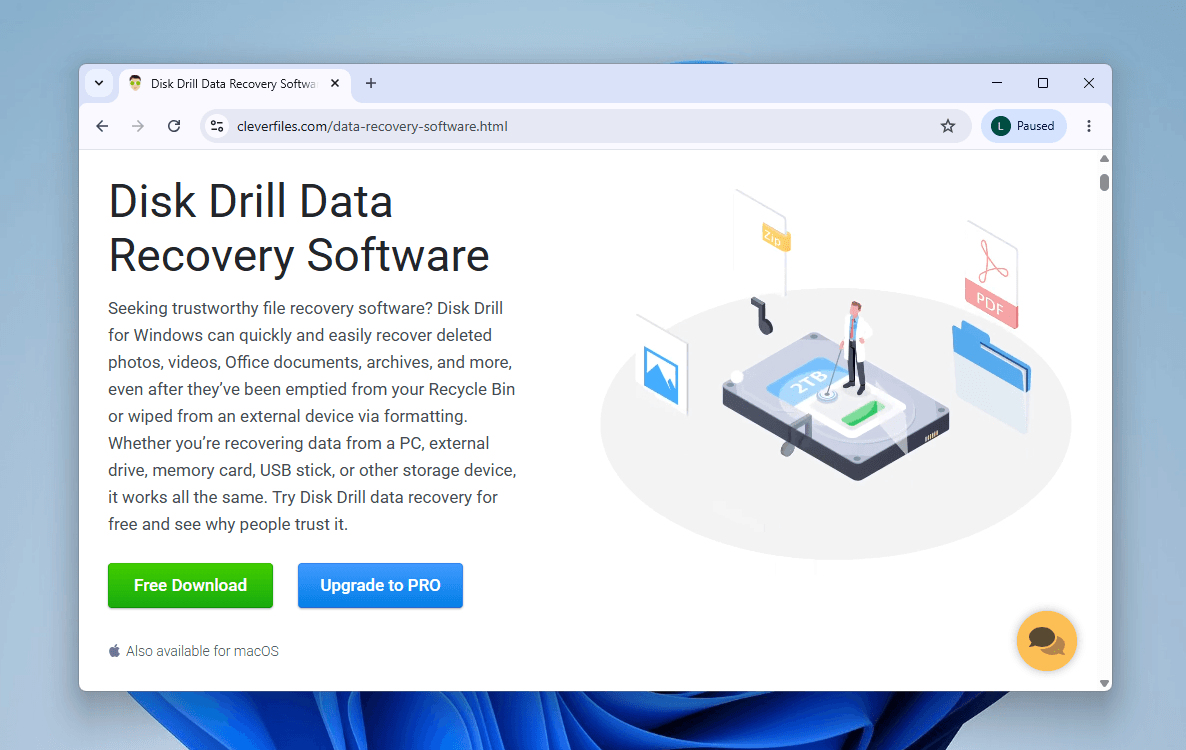 Disk Drill installer download page