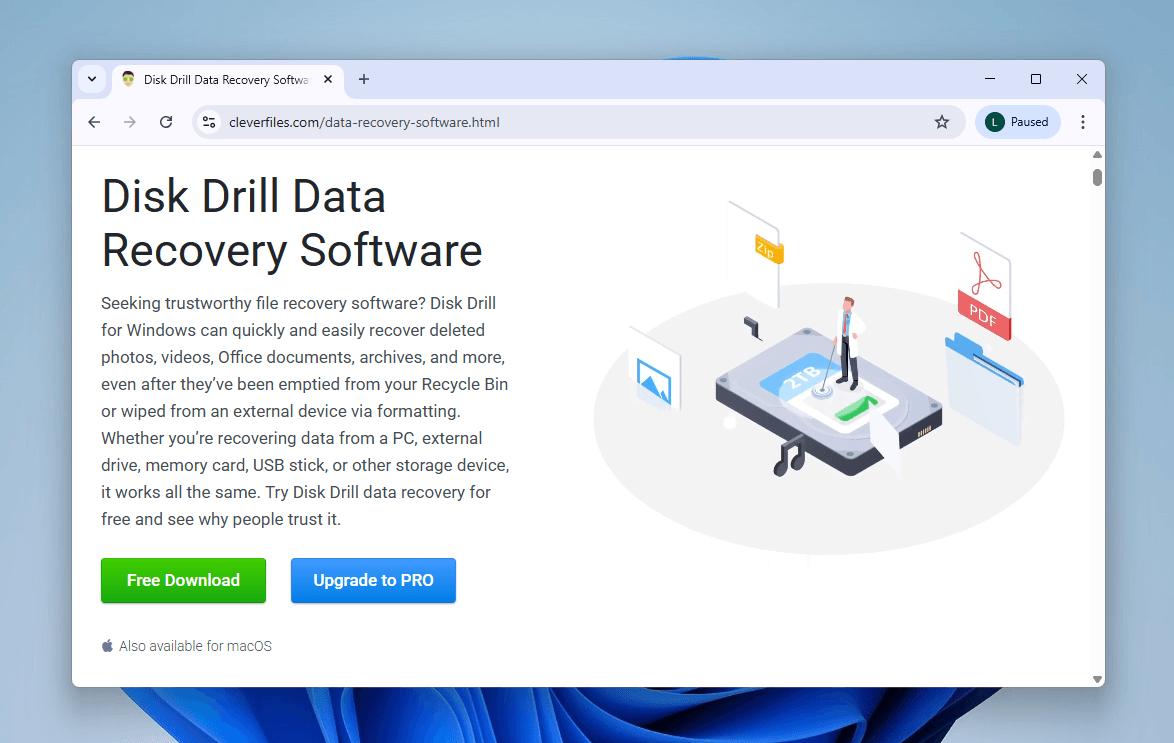 CleverFiles Disk Drill download page