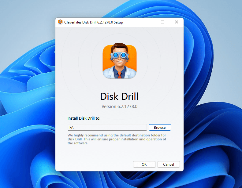 Disk Drill installation folder settings