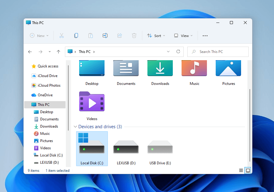 Local Disk C folder in File Explorer