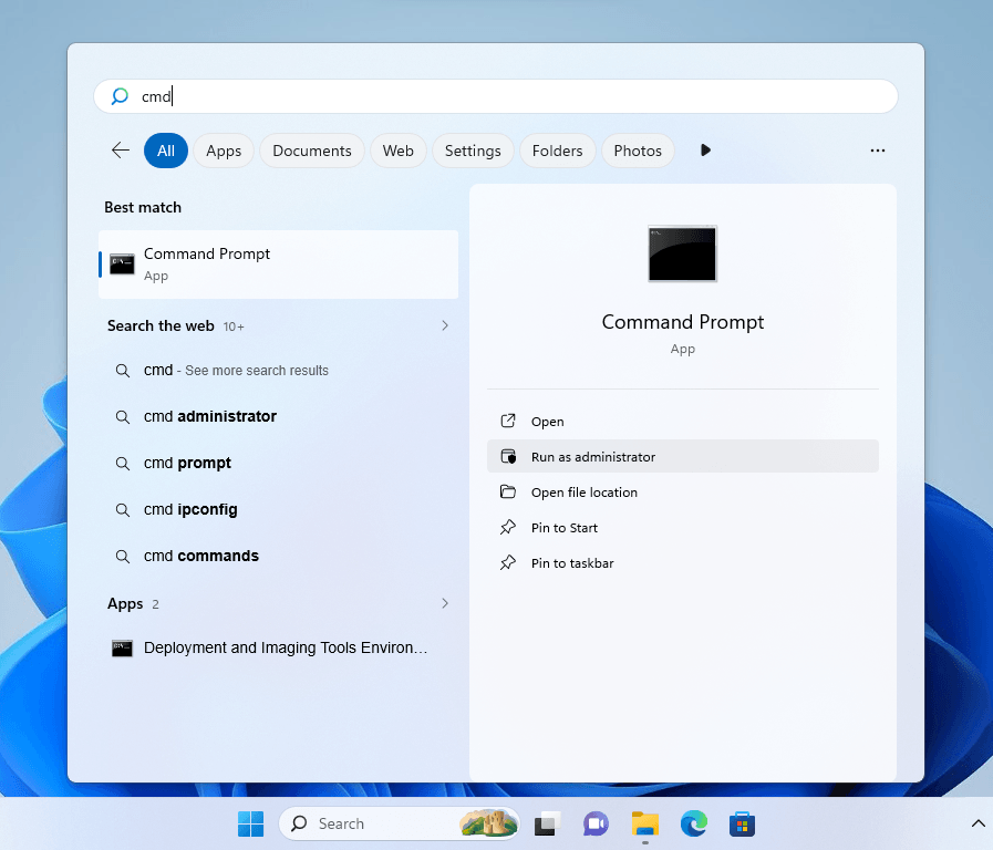 Running Command Prompt as Administrator from the Start Menu