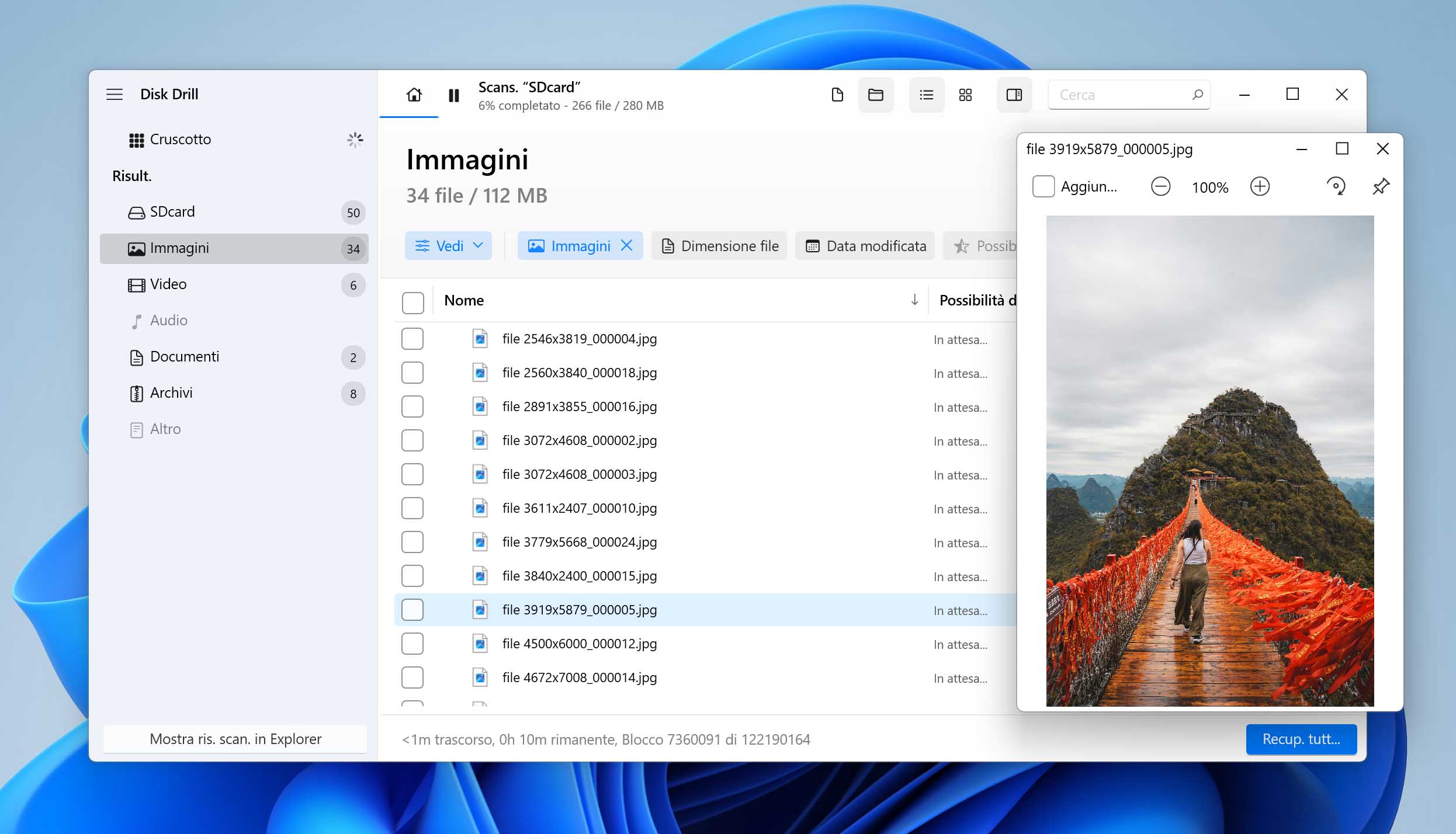 Anteprima dei file nei risultati di Disk Drill