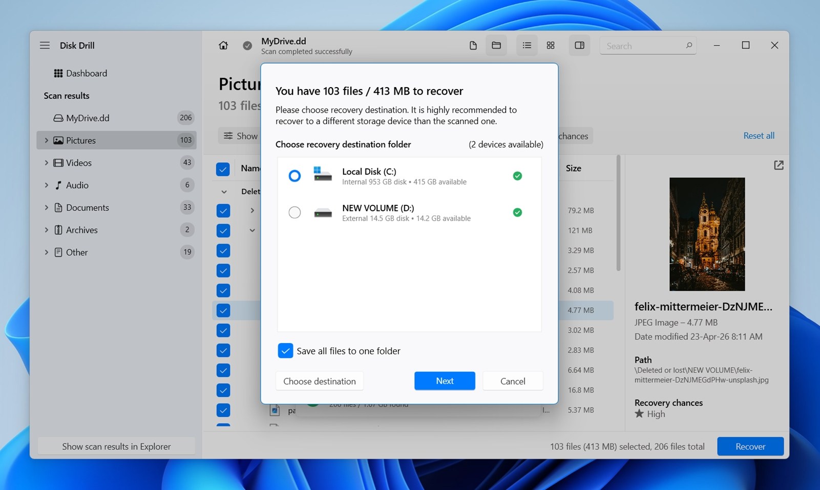 Completing USB recovery.