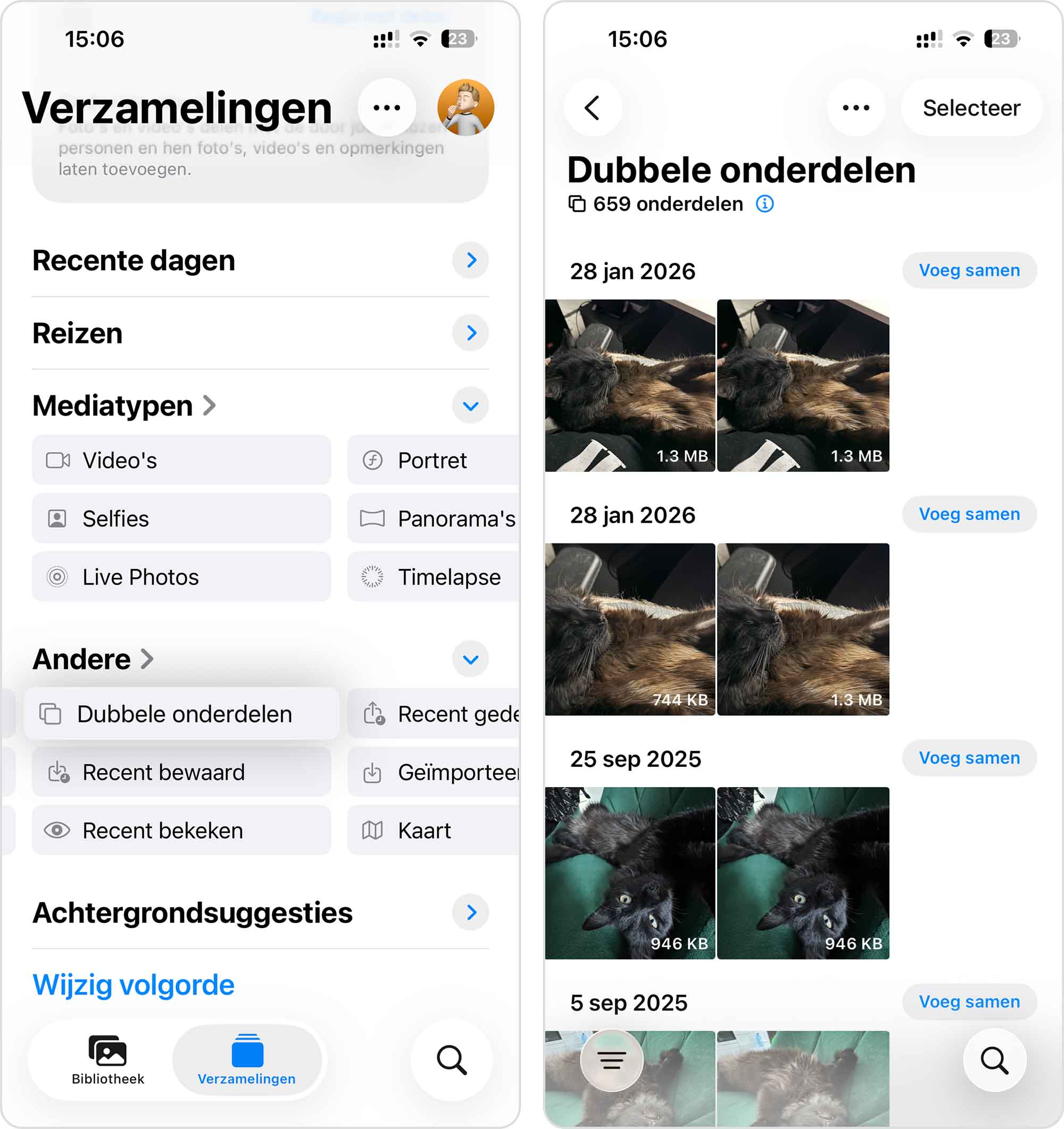 Ingebouwd Dubbele-functie album op iOS.