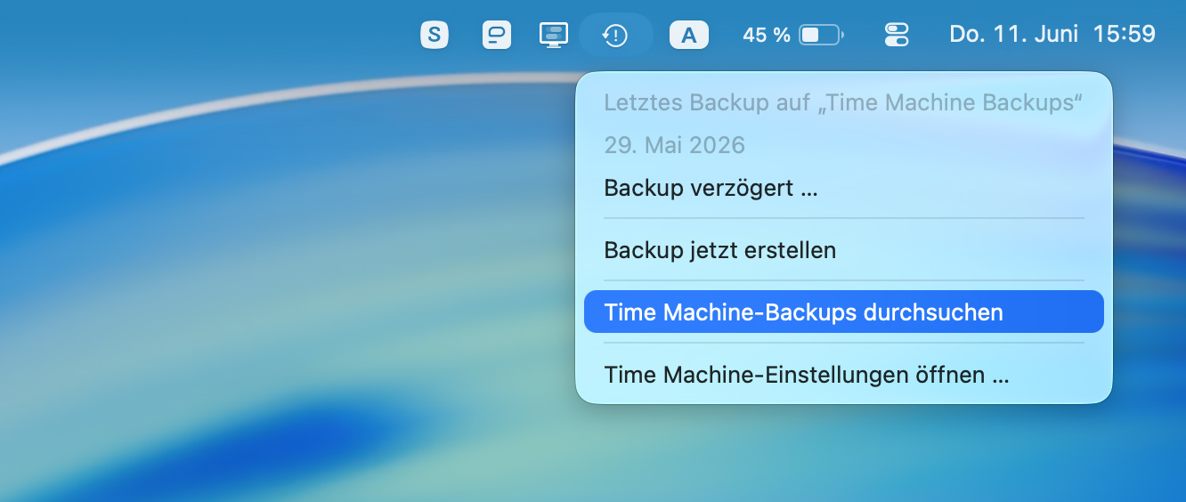 Durchsuchen Sie Time Machine-Backups