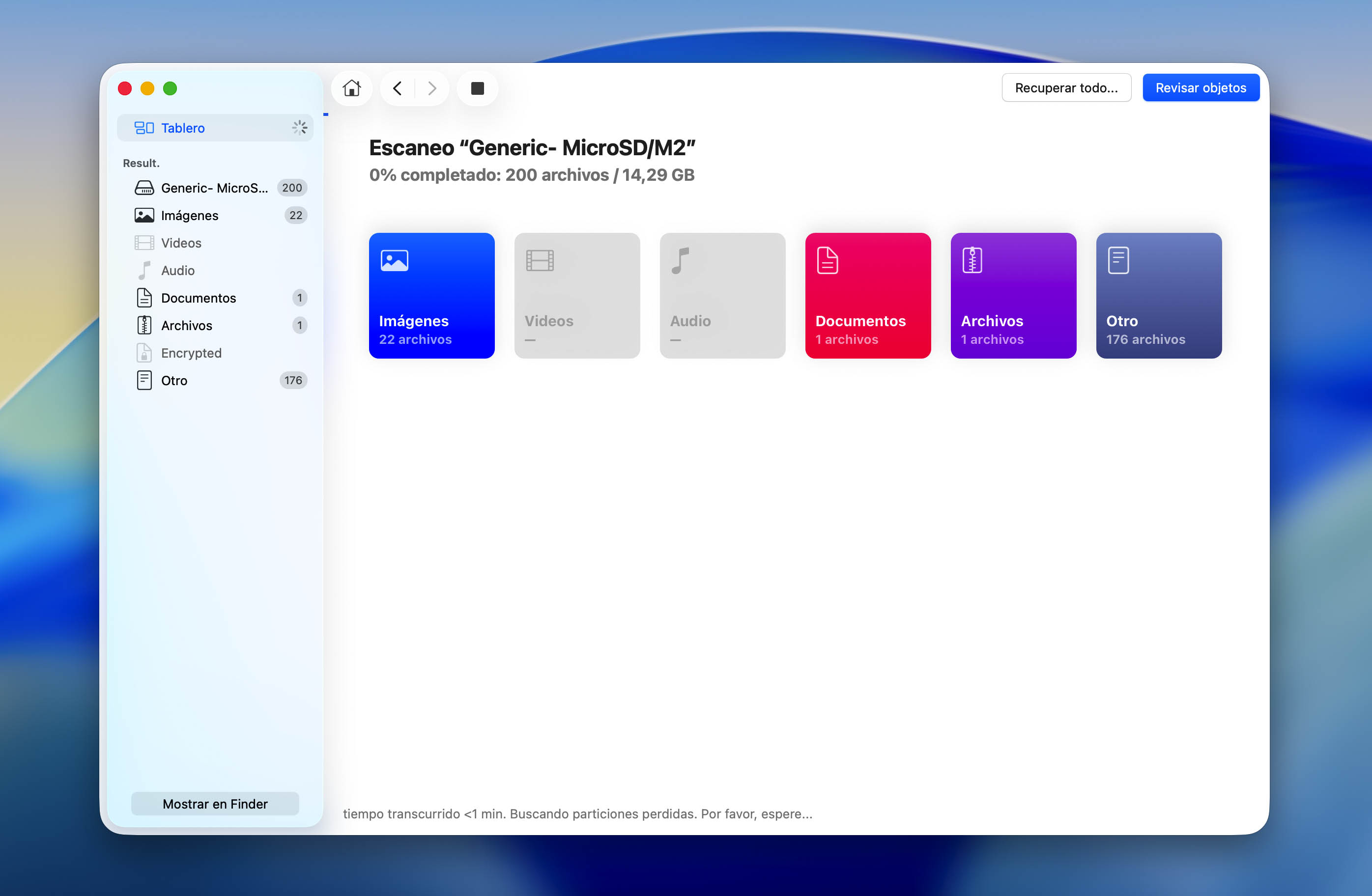 escanear pantalla en disk drill para mac