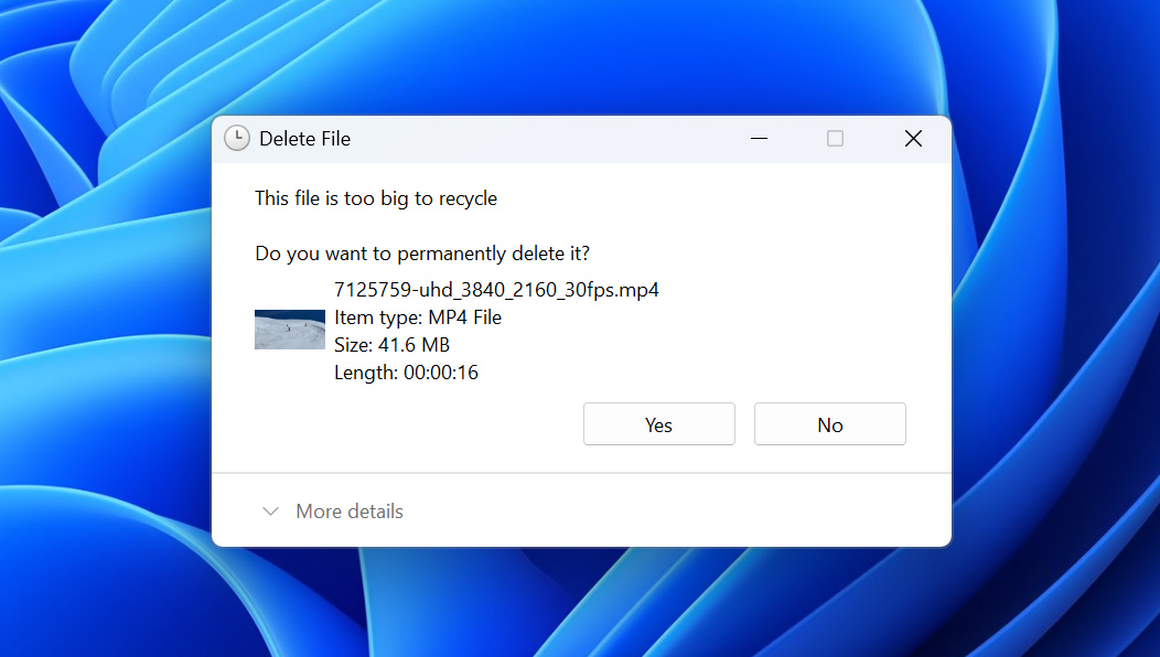 file is too big to recycle error