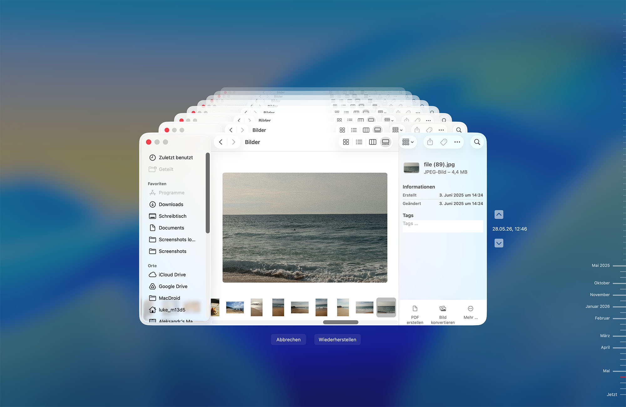 Wie man gelöschte Bilder mithilfe eines Time Machine-Backups wiederherstellt