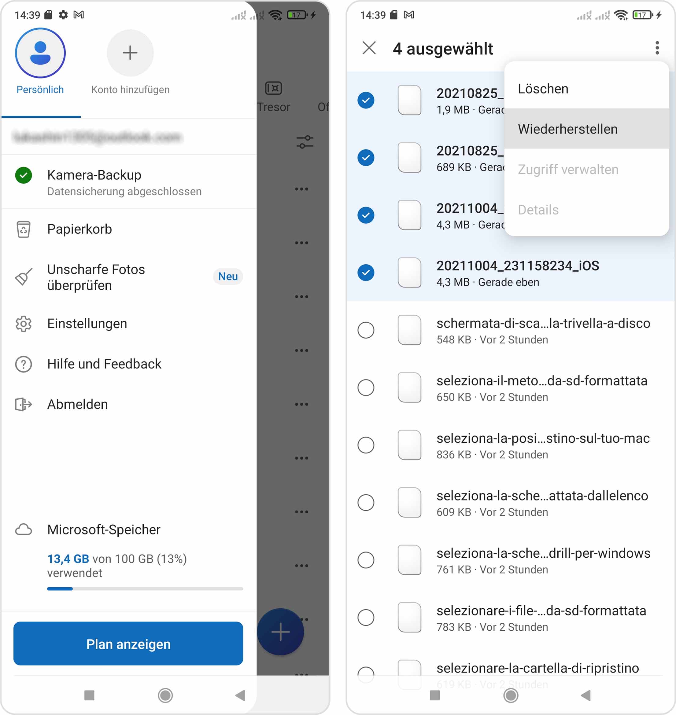 Gelöschte Bilder von OneDrive wiederherstellen