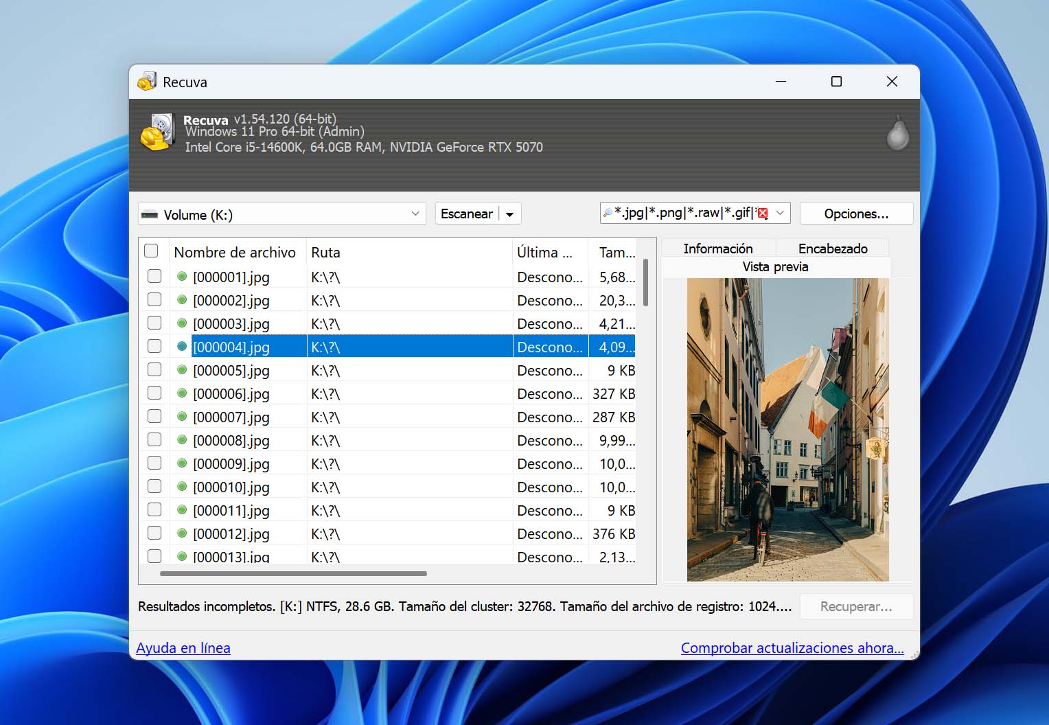 mejor software gratuito de recuperación de datos para Windows - Recuva
