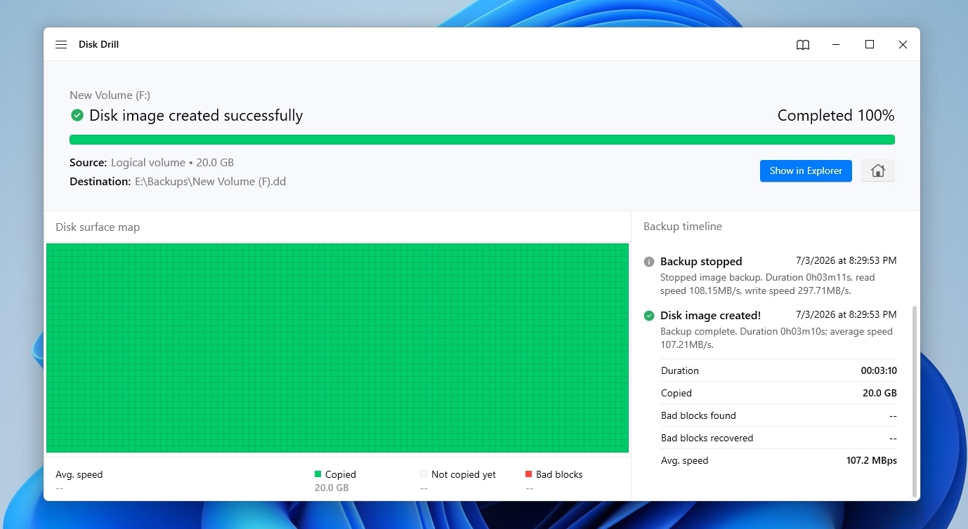Byte To Byte Disk Image Created