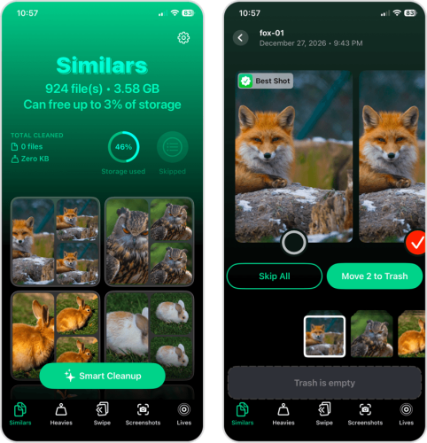 Deleting similar photos with the Clever Cleaner Similars tool