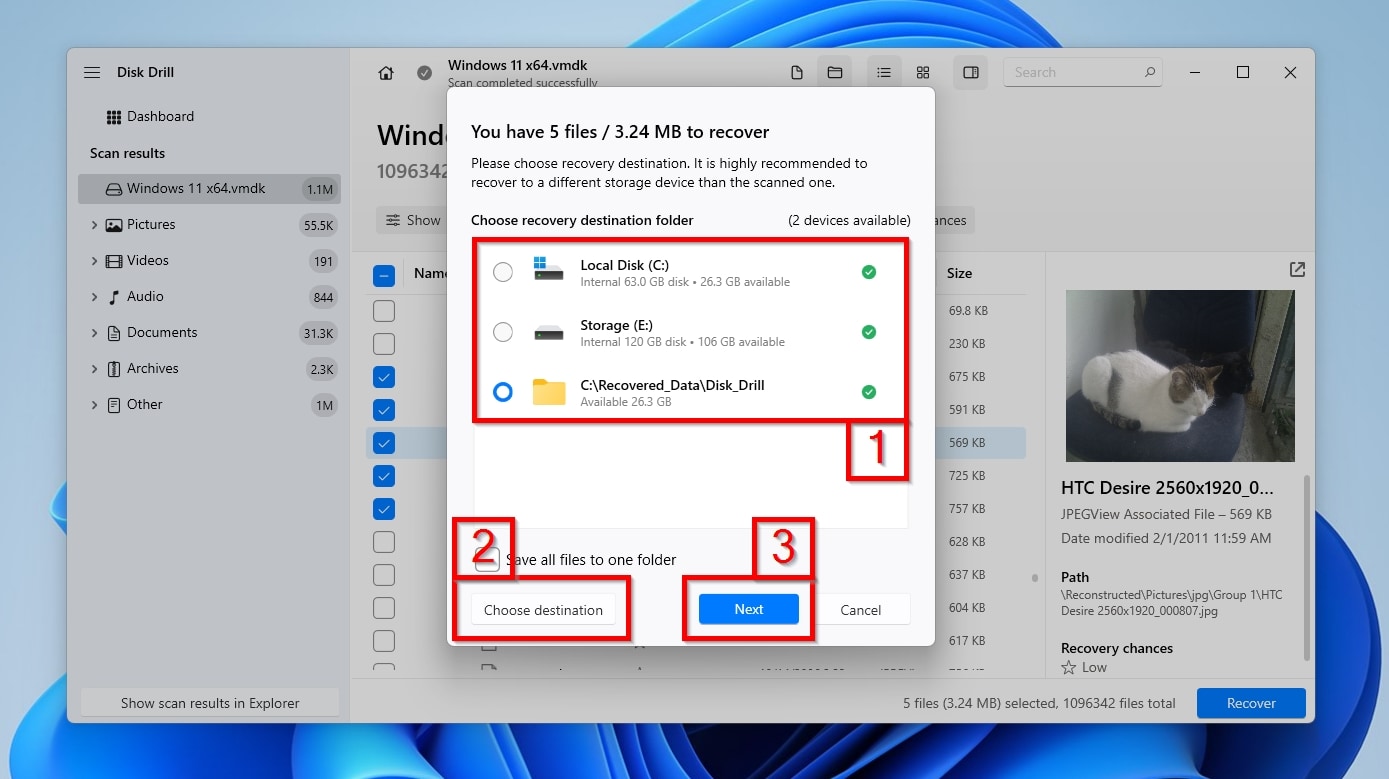 Disk Drill Choose Recovery Destination Folder