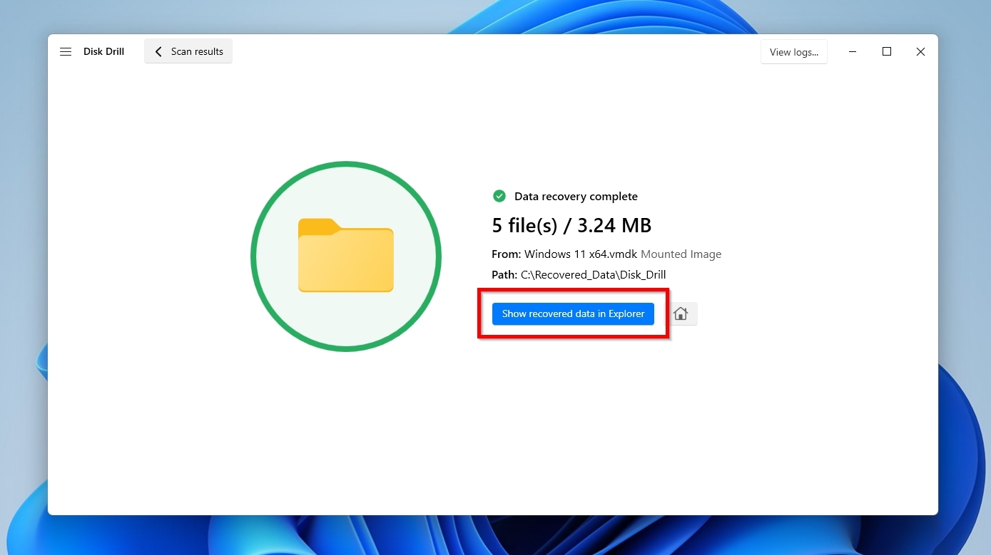 Disk Drill Data Recovery Complete Show Recovered Data In Explorer