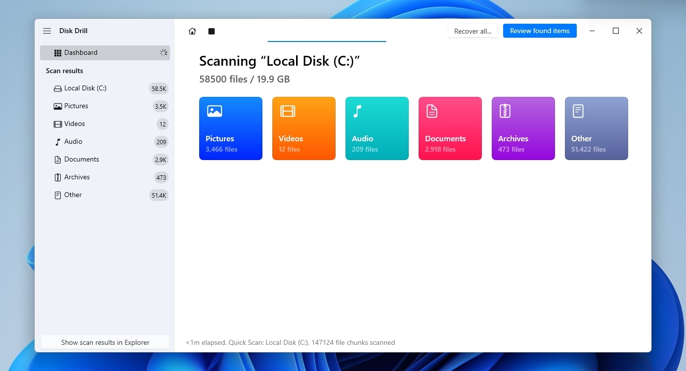 Disk Drill Scanning Selected Drive