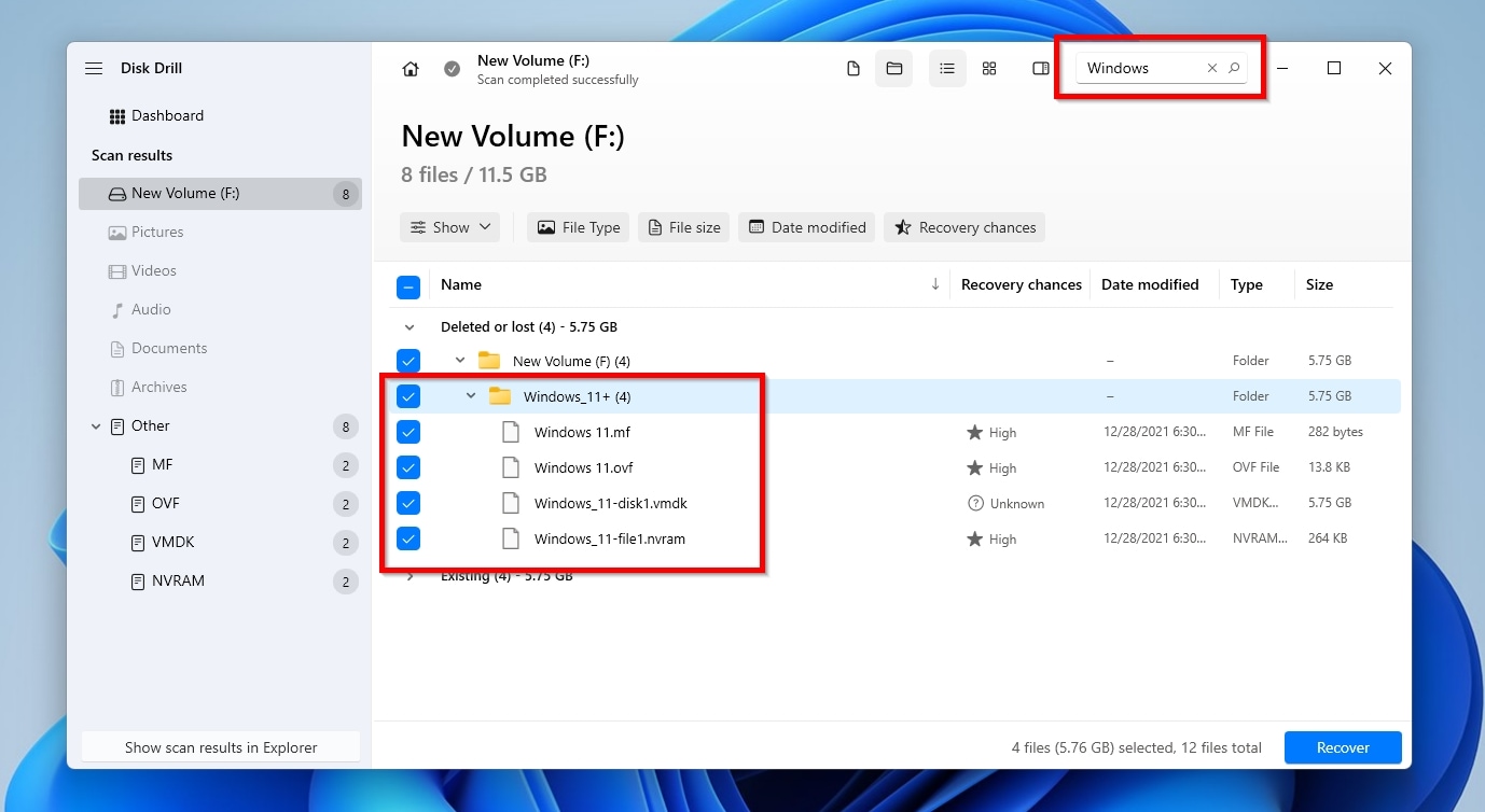 Disk Drill Search For And Mark Whole VM Folder For Recovery