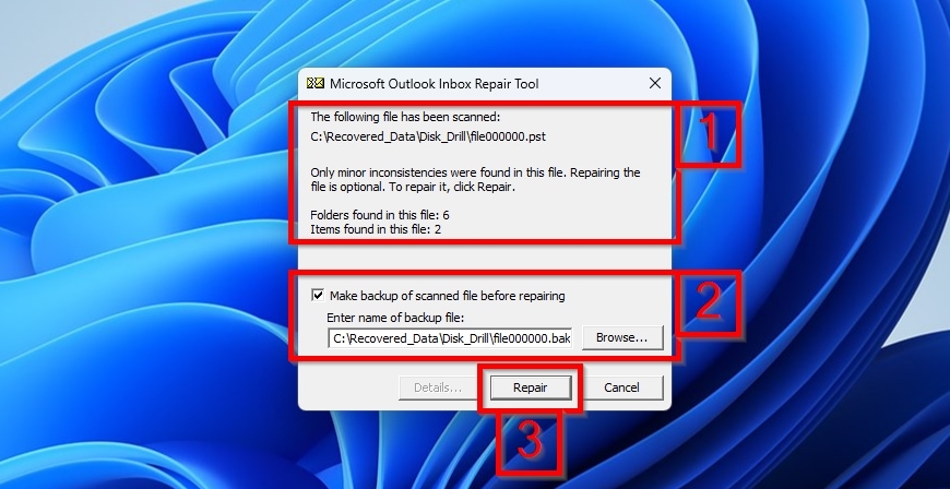 ScanPST Report Backup And Repair