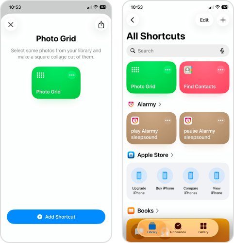 Add Shortcut dialog window for Photo Grid