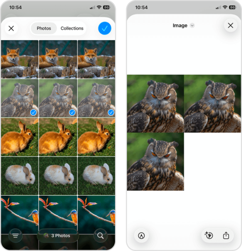 Image selection dialog for the Photo Grid shortcut