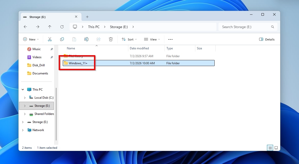 VM Folder in Windows File Explorer