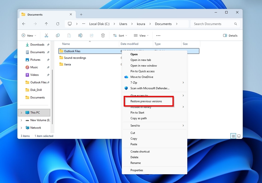 Windows File Explorer Restore Previous Version