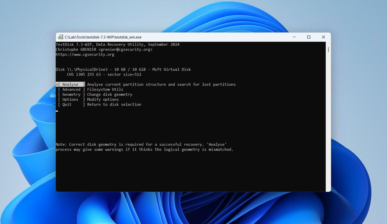 Analysing the disk.
