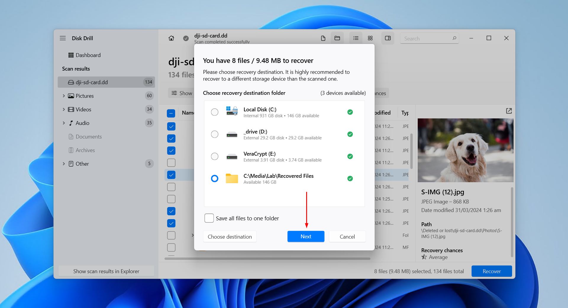 Recovering data from the SD card.