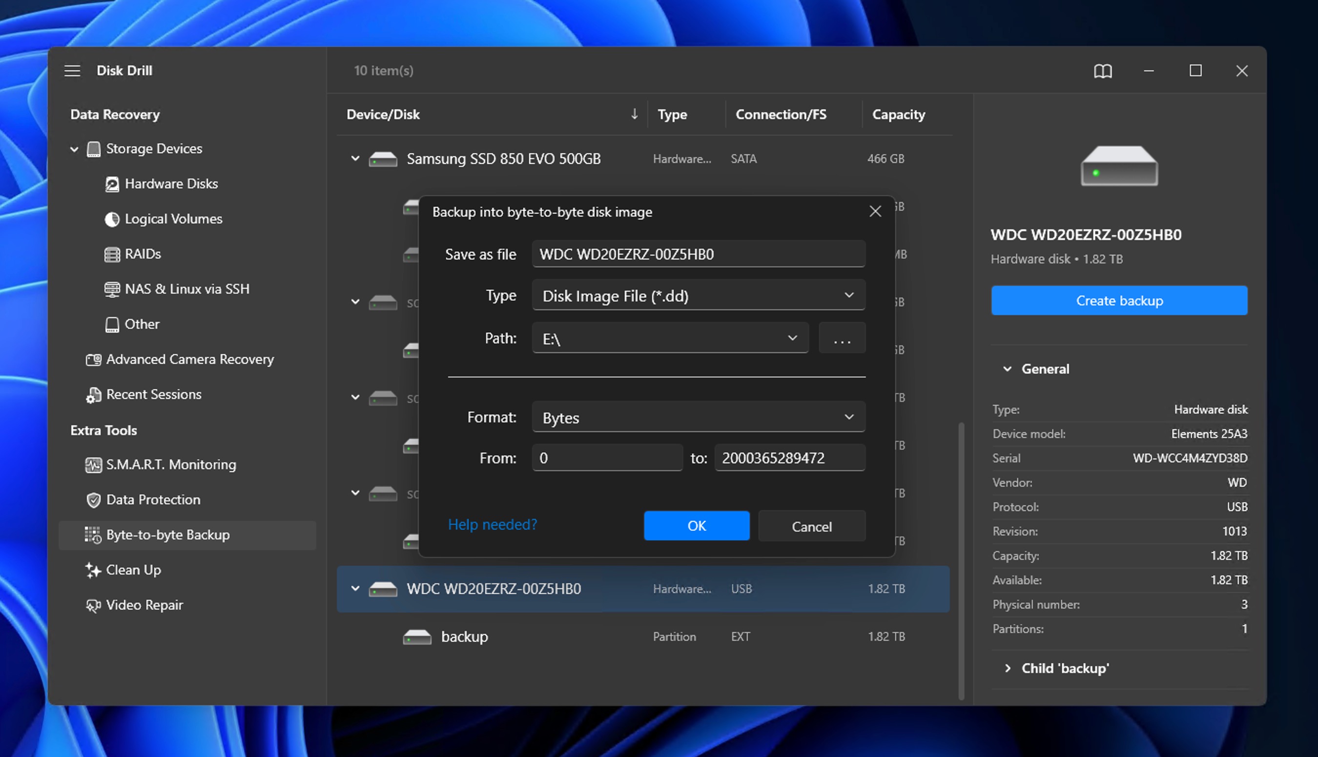 create backup western digital destination