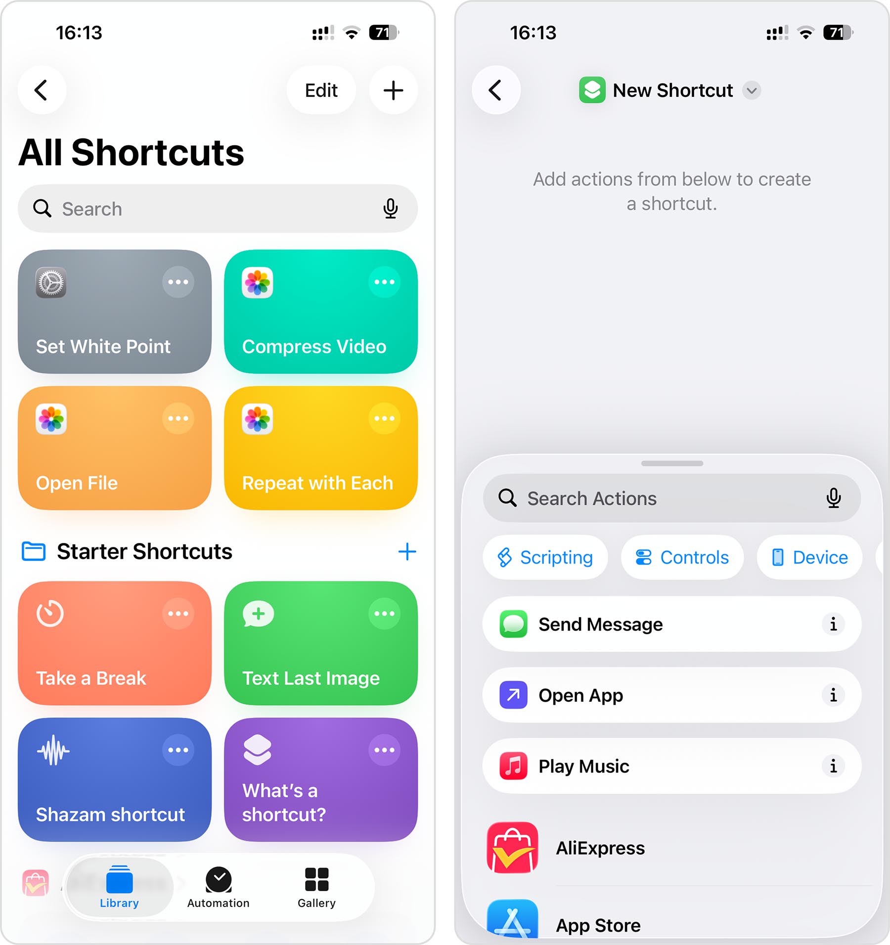 create new shortcut