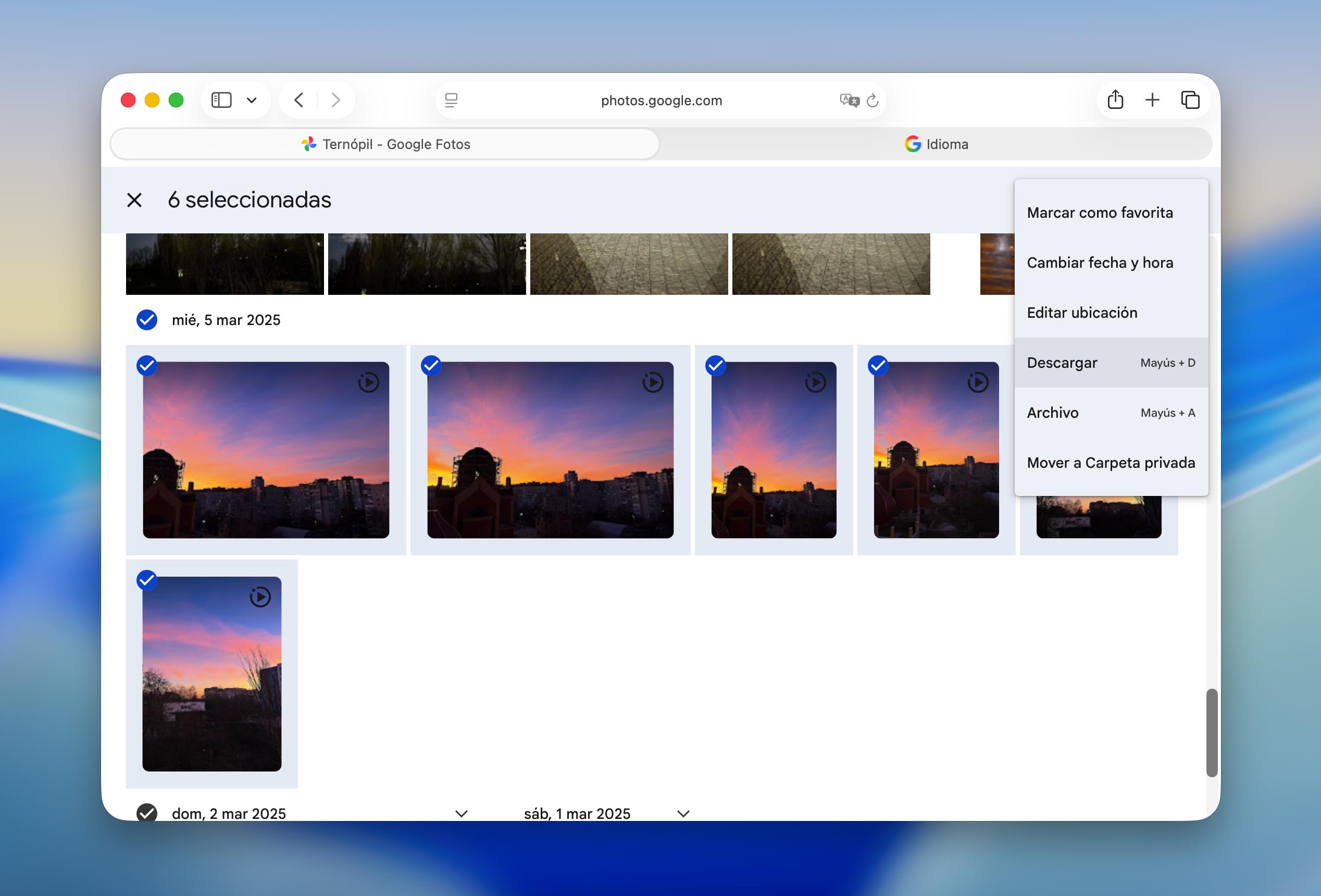 Recuperando fotos desde Google Fotos.