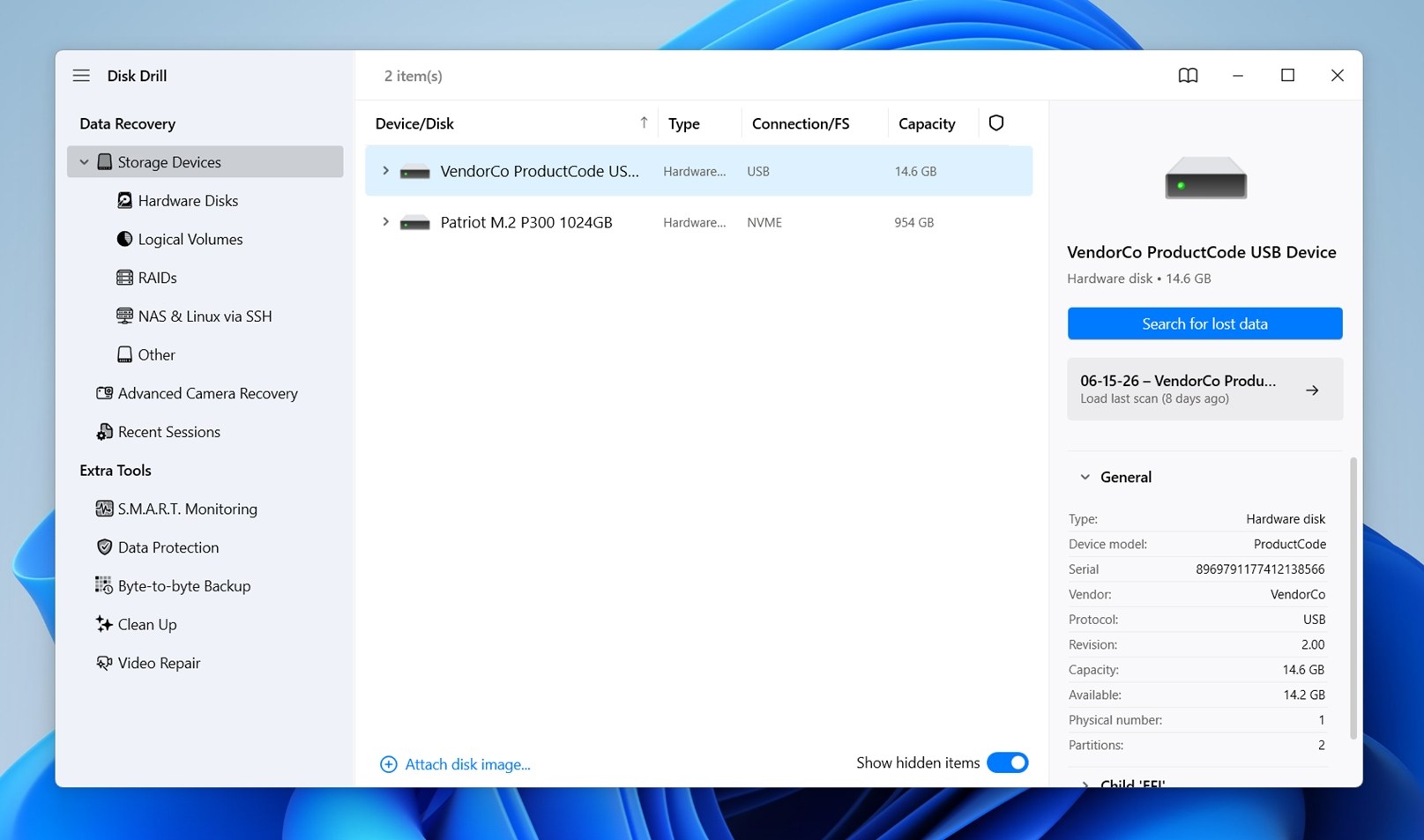 Connect RAW drive to PC and start scan in Disk Drill