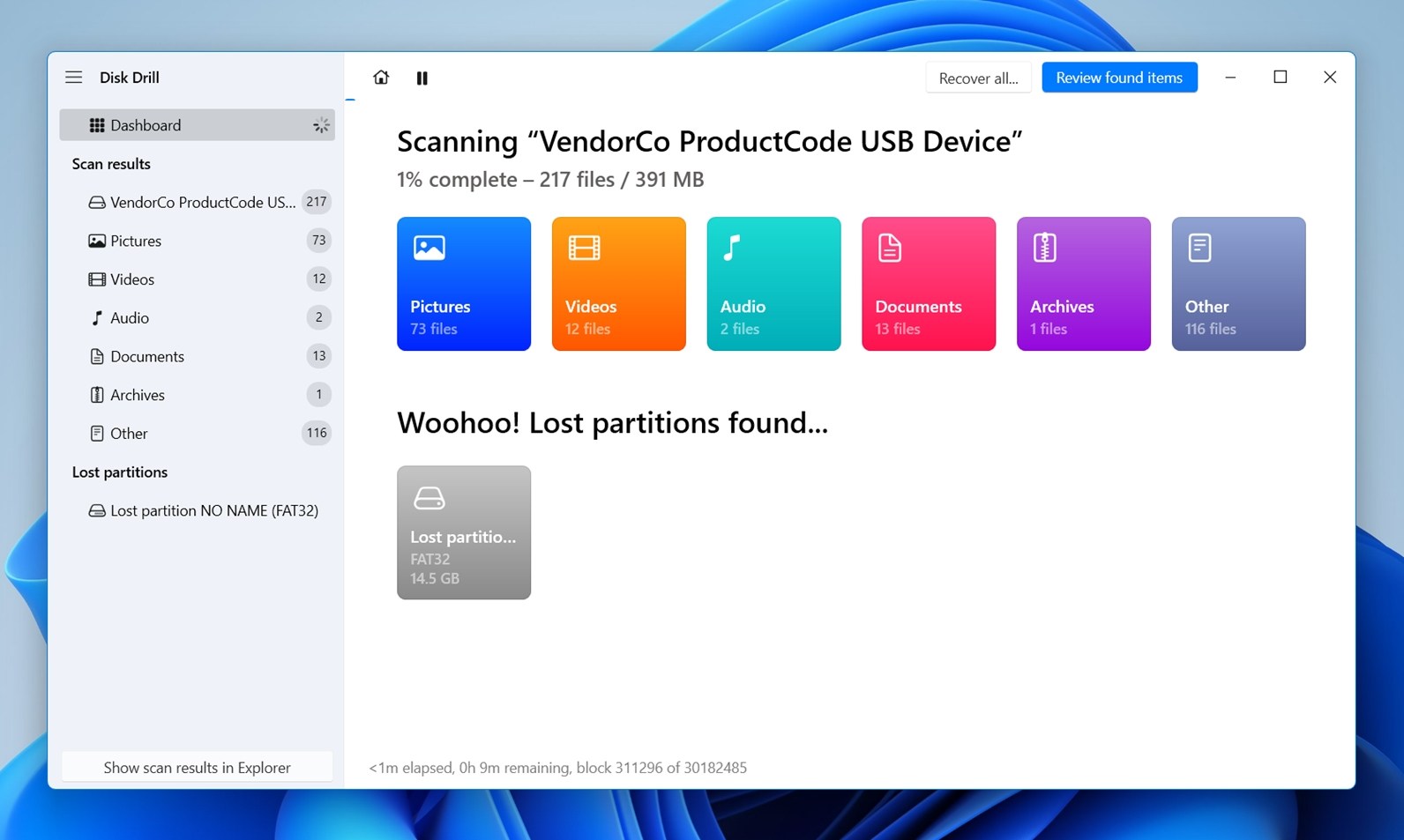 Disk Drill found lost partition